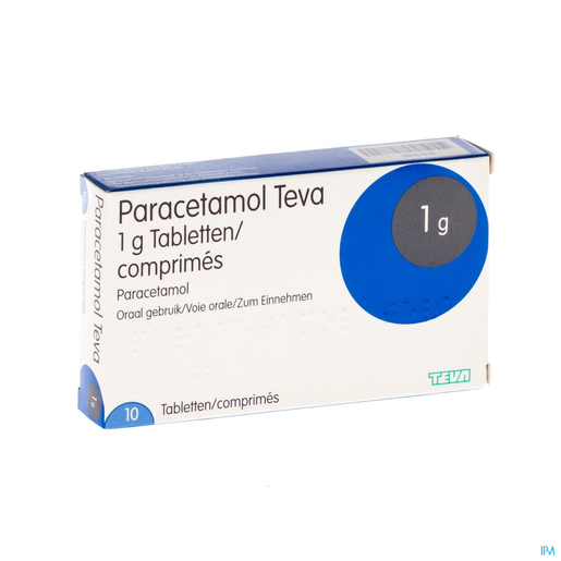 Paracetamol Teva 1g 10 Comprimés | Maux de tête - Douleurs diverses