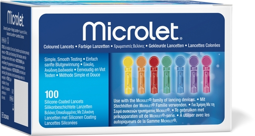 Ascensia Microlet 100 Lancettes de Couleur Stériles | Diabète - Glycémie