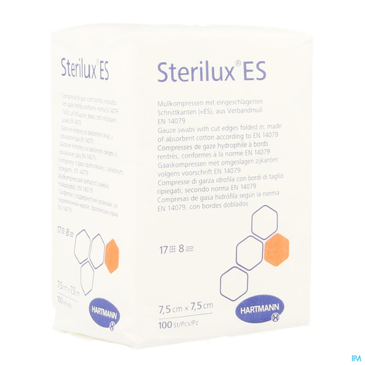 Sterilux ES 100 Compresses Non Stériles 8 Plis 7,5x7,5cm | Pansements - Sparadraps - Bandes