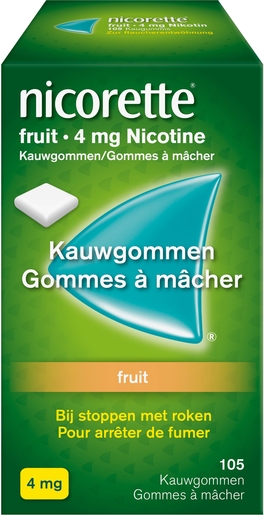 Nicorette Fruit 4mg De Nicotine 105 Gommes à Mâcher | Arrêter de fumer