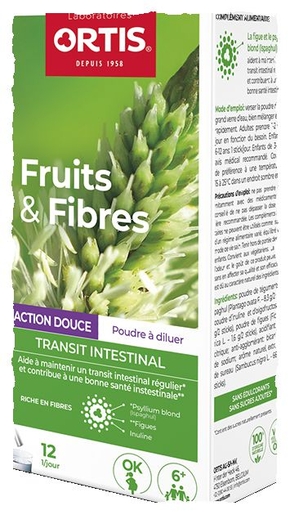 Ortis Fruits &amp; Fibres Regular Transit Intestinal Femme Enceinte 12 Sticks | Digestion - Transit