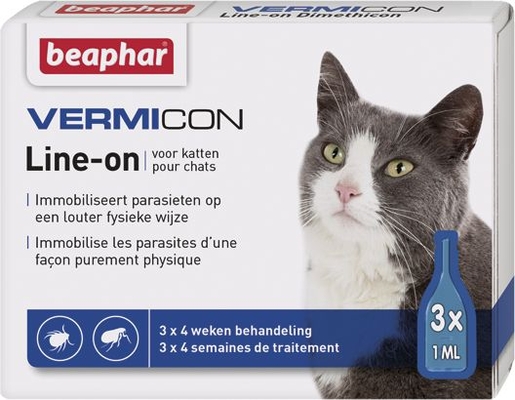 Beaphar Vermicon Line-on Chat 3x1ml | Anti-puces - anti-tiques 