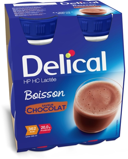Delical Boisson Lactée HP-HC Chocolat 4x200ml | Régimes protéinés