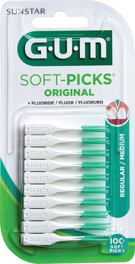 Gum Soft Picks Original Medium 100 Pièces | Fil dentaire - Brossette interdentaire