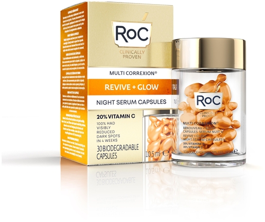 Roc Multi Correxion Revive Glow Night Serum 30 Capsules | Peau dévitalisée