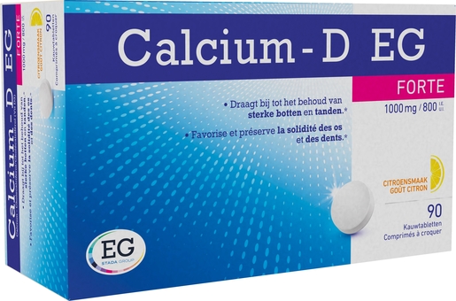 Calcium-D Forte  Citron 1000mg/800UI 90 comprimés | Confort osseux - Ostéoporose