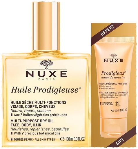 Nuxe Huile Prodigieuse Spray 100ml + Huile de Douche 30ml | Hydratation - Nutrition