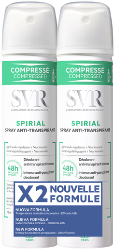 SVR Spirial Anti-Transpirant Spray 2x75ml (Nouvelle Formule) | Déodorants anti-transpirant