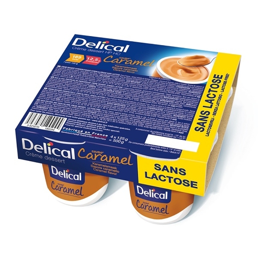 Delical Crème Dessert HP-HC Sans Lactose Caramel 4x125g | Nutrition orale