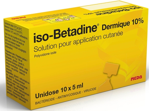 iso-Betadine Dermique 10% Solution pour Application Cutanée Unidose 10 x 5ml | Désinfectants - Anti infectieux