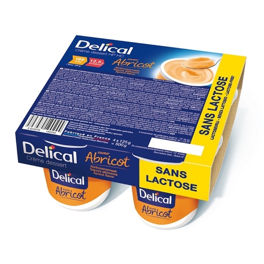 Delical Crème Dessert HP-HC Sans Lactose Abricot 4x125g | Nutrition orale