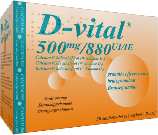 D-Vital 500/880 Orange 30 Sachets | Calcium - Vitamines D