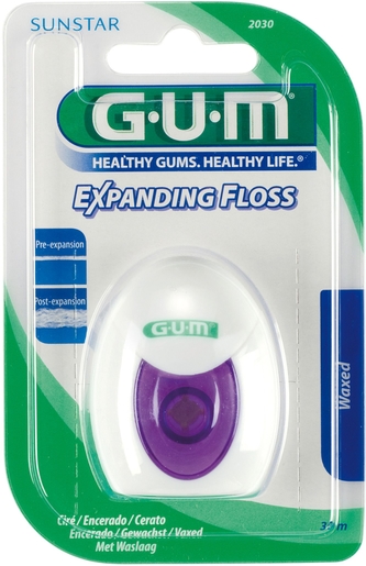 GUM Fil Dentaire Expanding Floss 30m | Fil dentaire - Brossette interdentaire