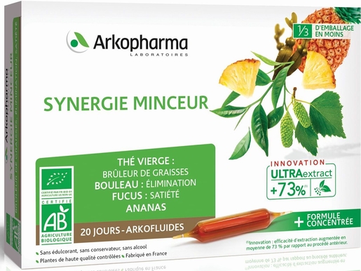Arkofluides Synergie Minceur Bio 20 Ampoules | coupe-faims et modérateurs d'appétit
