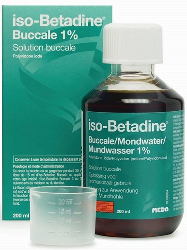 iso-Betadine Buccale 1% Solution Buccale 200ml | Bains de bouche