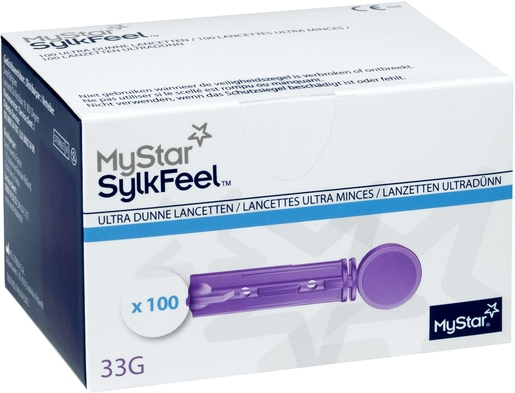 Mystar Sylkfeel Lancettes 33g Ultra Minces 100 | Diabète - Glycémie