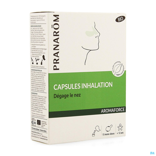 Pranarôm  Aromaforce Capsules Inhalation 15 Mono-Doses Bio | Respiration