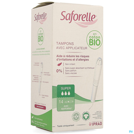 Saforelle Coton Protect Tampons Applicateur Super 14 Tampons | Tampons - Protège-slips