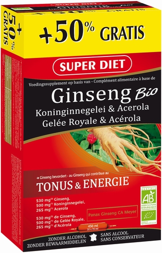 SuperDiet Ginseng Bio 30 Ampoules (20 + 10 gratis) | Forme - Energie