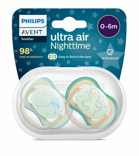 Philips Avent Sucette Ultra Air Nighttime 0-6m 2 Pièces | Bébé & maman