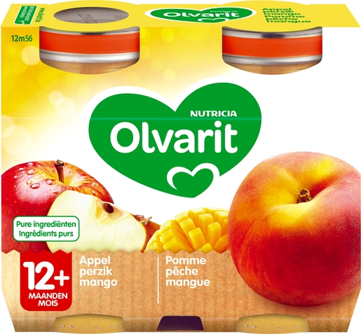 Olvarit Fruits Pomme Peche Mangue 2x200g (12 mois) | Alimentation