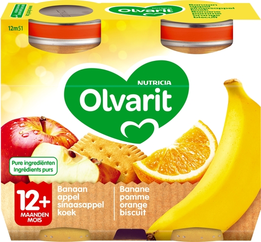 Olvarit Fruits Banane Pomme Orange Biscuit 2x200g (12 mois) | Alimentation