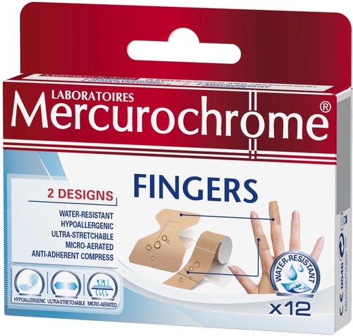 Mercurochrome Pansements Fingers 12 Pièces | Pansements - Sparadraps - Bandes