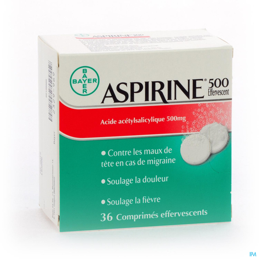 Aspirine 500mg 36 Comprimés Effervescents | Maux de tête - Douleurs diverses