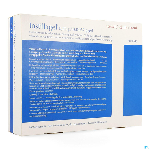Instillagel Seringue Usage Unique 10x11ml | Anésthésiants