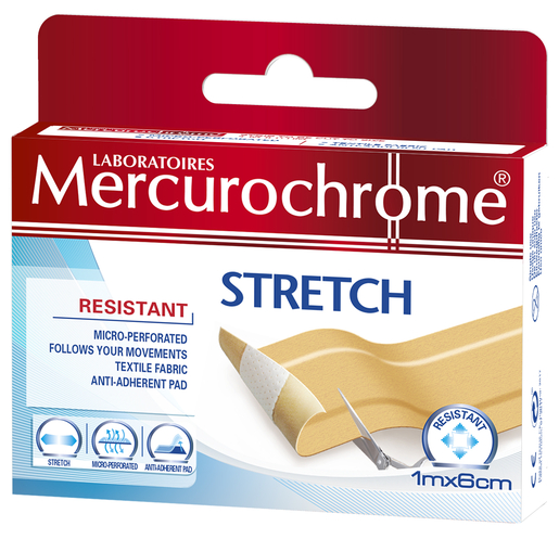 Mercurochrome Bande Stretch 1mx6cm | Pansements - Sparadraps - Bandes