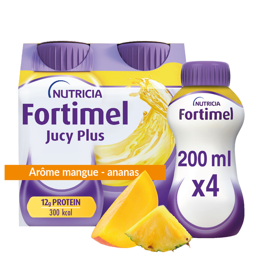 Fortimel Jucy Plus Arôme Mangue Ananas 4x200ml | Régimes protéinés