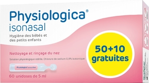Physiologica Isonasal 50 Unidoses x 5ml (plus 10 gratuites)