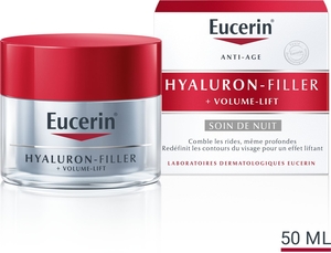 Eucerin Hyaluron-Filler + Volume-Lift Soin de Nuit Crème Anti-Rides &amp; Anti-Âge Pot 50ml
