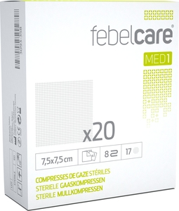 Febelcare MED1 12 Compresses de Gaze Stériles 10x10cm