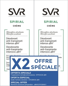 SVR Spirial Déodorant Anti-Transpirant Crème Duo 2x50ml (prix spécial)