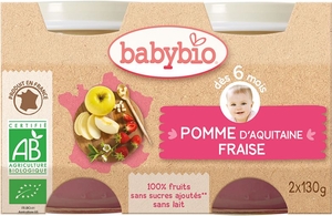 Babybio Petits Pots Pomme Fraise +6Mois 2x130g