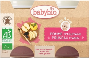 Babybio Petits Pots Pomme Pruneau +4Mois 2x130g