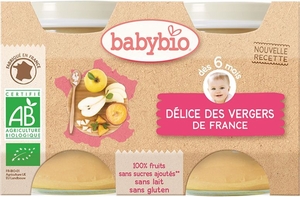 Babybio Petits Pots Délice Des Vergers +6Mois 2x130g