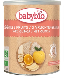 Babybio Céréales 3 Fruits Quinoa +6Mois 220g
