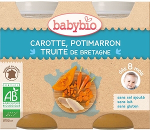 Babybio Petits Pots Carotte Potimarron Truite +8Mois 2x200g