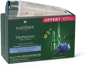 Furterer Triphasic Reactional 12x5ml + Shampooing Triphasic 100ml Gratuit