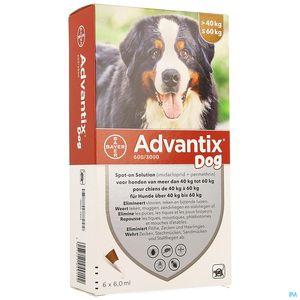 Advantix Dog Spot-on Sol Chien 40-60kg Pipet 6x6ml
