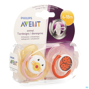 Avent Sucette Animaux Silicone Double 6-18m 2