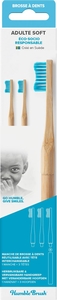Humble Brush Brosse à Dents En Bambou Adulte Bleu Soft + 3 Têtes Interchangeables