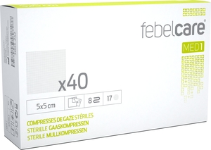 Febelcare MED1 40 Compresses de Gaze Stériles 5x5cm