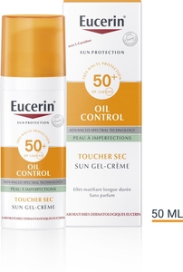 Eucerin Sun Oil Control SPF 50+ Toucher Sec Gel-Crème Peau à Imperfections et Grasse avec pompe 50ml